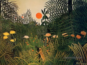  rousseau - Negro attaqué par un Jaguar 1910 Henri Rousseau post impressionnisme Naive primitivisme